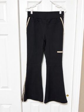 Anthropologie Daily Practice Black Flare Pants Side Stripe Size S